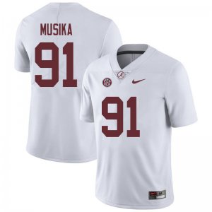 NCAA Men's Alabama Crimson Tide #91 Tevita Musika Stitched College 2018 Nike Authentic White Football Jersey BN17Q65AJ